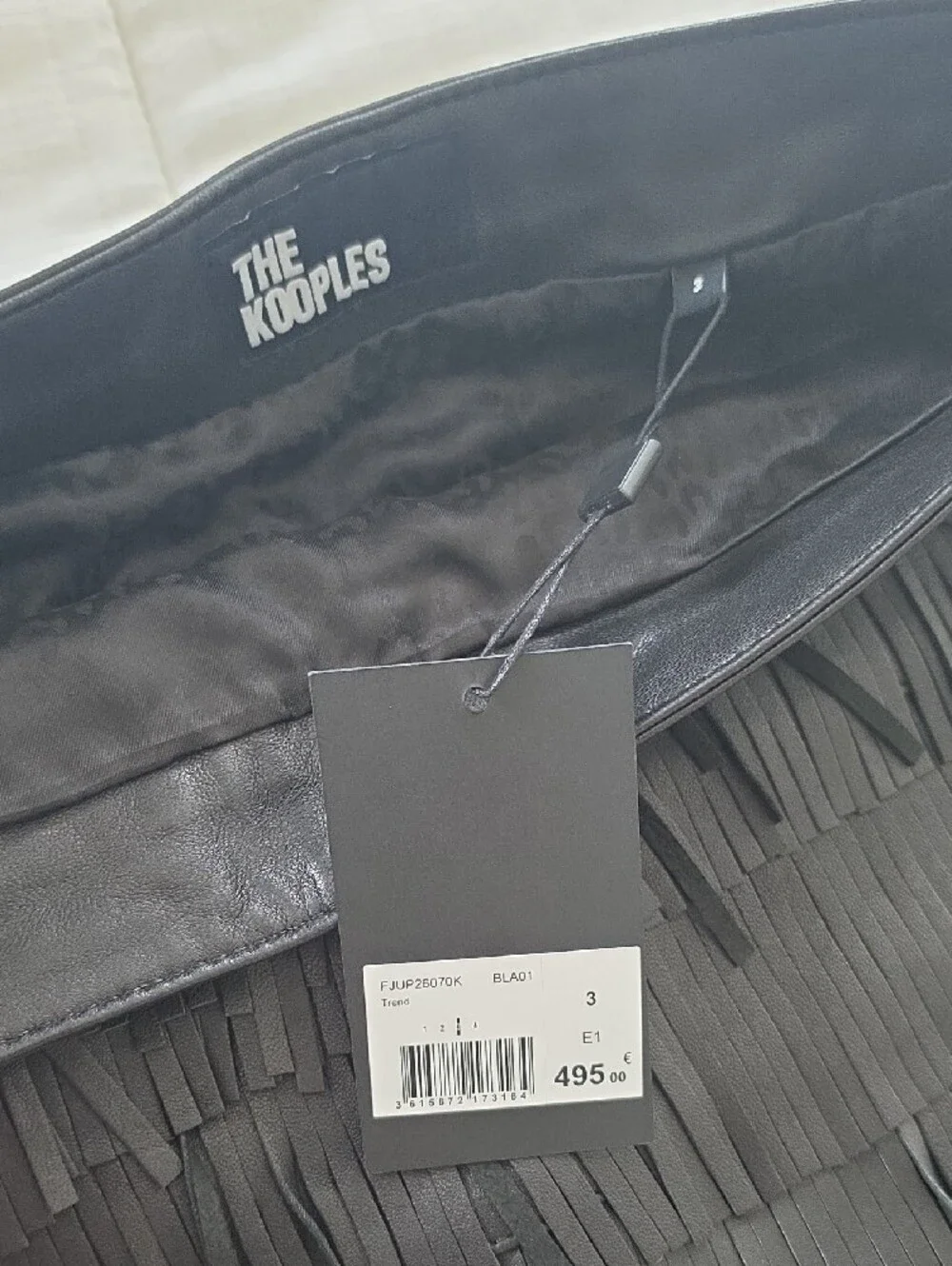 THE KOOPLES - Leather Fringe Mini Skirt in Black - NWT Size 3/L